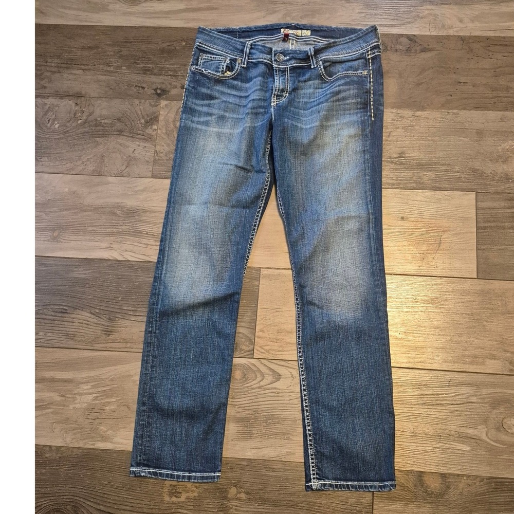BKE Kate Jeans Womens 32x31.5 Medium Wash Contrast Stitch Denim Pants